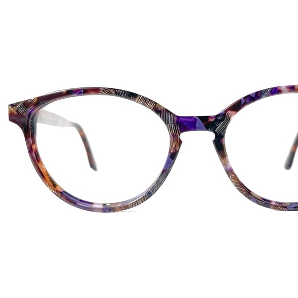 Harry Larry’s Round Cat Eye Eyeglasses 674 Grizzly Mosaic France